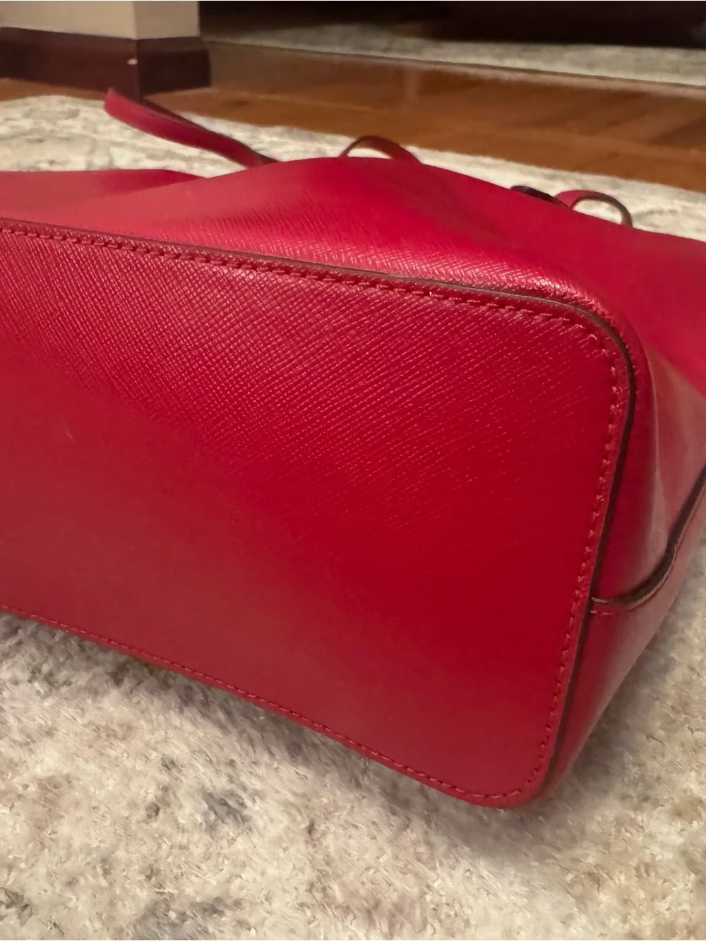 kate spade red saffiano leather tote with tassel